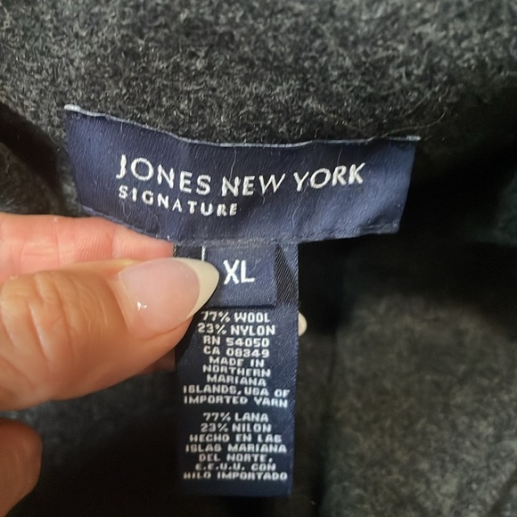 Jones New York Collections Wool blend blazer Gray Womens XL Knit sleeves Neutral - Picture 2 of 9